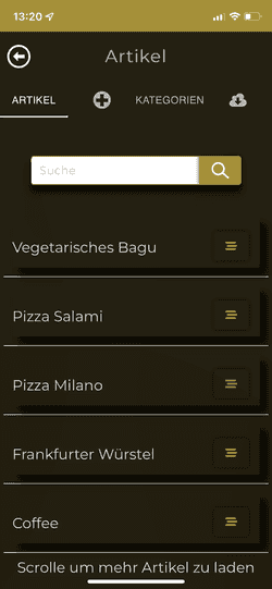 Manage subcategories for your articles in your digitized menu card